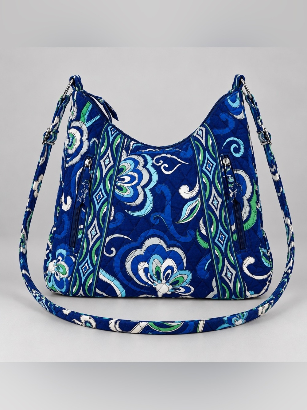 Vera Bradley Mediterranean Blue Lisa B Hobo Bag Purse Quilted Bohemian New